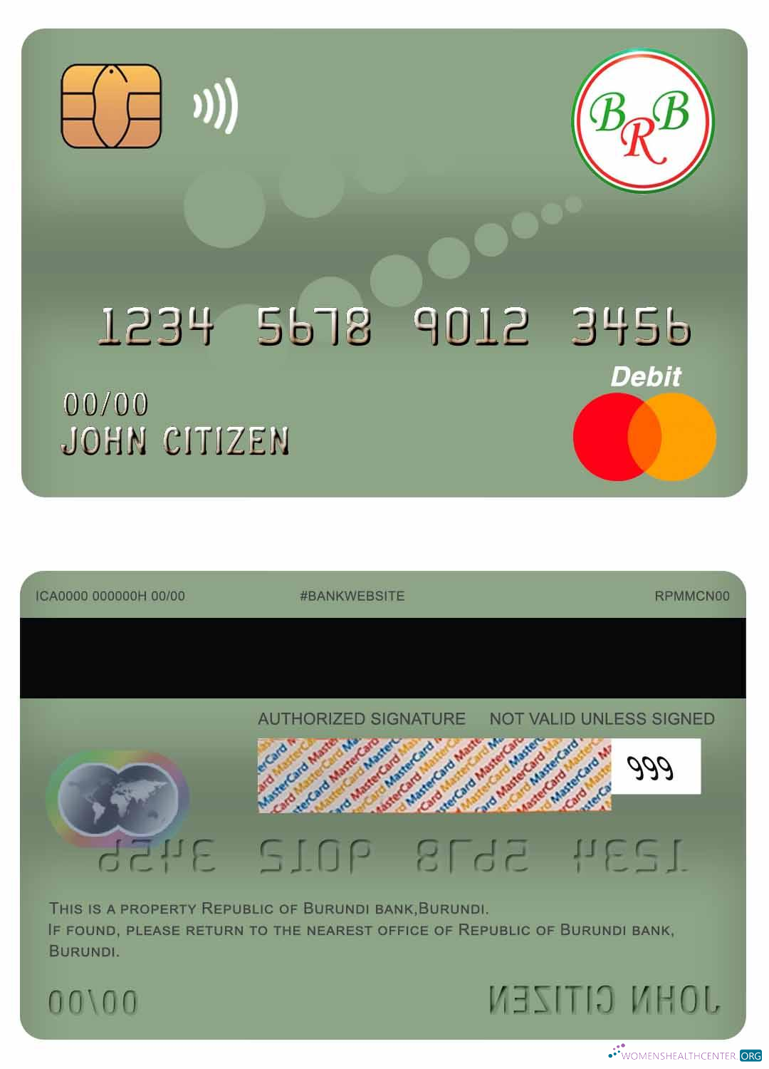 Download Burundi Bank of the Republic of Burundi master debit card Photoshop template